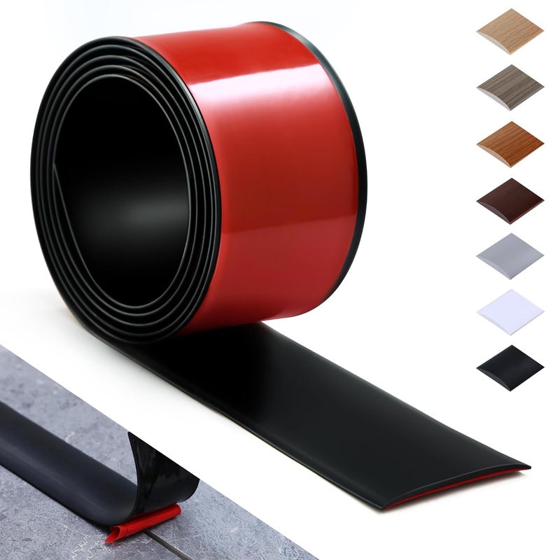 bnell Self Adhesive Vinyl Laminate Floor Cover Strip, 3" Flat Divider Strip for Joining Floor Gaps and Doorway Transitions (3.3Ft, 7.6cm, Black) - Image 1